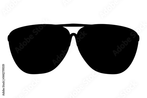 Minimalist silhouette of stylish sunglasses with bold black design