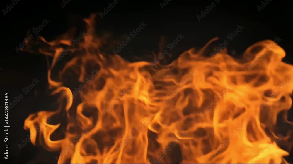 Burning flames in a dark background, close-up Burning flames in a dark background, close-up