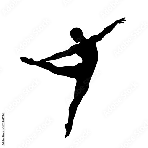 Dancer in mid-leap showcasing grace on a white background  