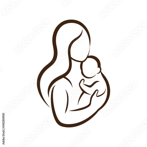 Mother and Baby Silhouette Vector Illustration. Heartwarming parent-child bond, intimate connection, and touching motherhood vector art.