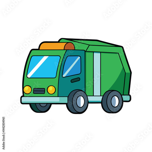 Garbage Truck Vector Illustration – Waste Management Vehicle for City Cleanup Design