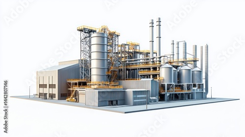 Aluminum production isolated on white background