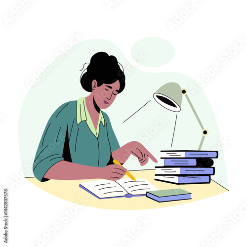 A flat style illustration of a working character