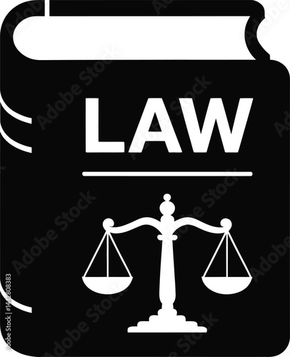 Law Book Icon with Scales of Justice