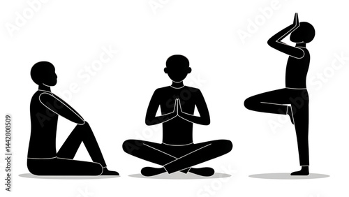 Black vector silhouettes illustrate the evolution of sport and fitness for women and men
