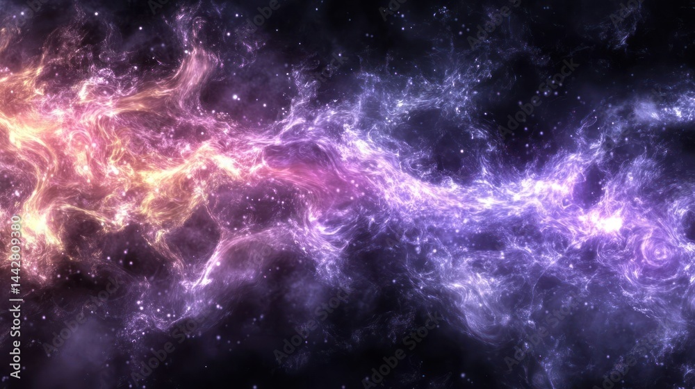 A vibrant cosmic scene depicting swirling nebulae in shades of purple and orange. A vibrant cosmic scene depicting swirling nebulae in shades of purple and orange.