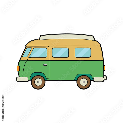 Camper Van Vector Illustration, Adventure Travel Vehicle Clipart, Vintage RV Design for Outdoor Camping Art

