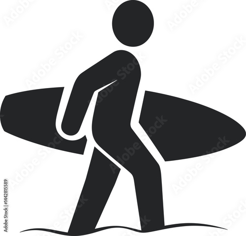 Surfer Carrying Surfboard Icon