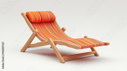 3D icon of a beach lounger, isolated white background