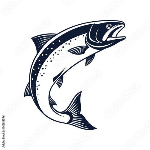 Snapper Fish Silhouette Vector, Black Sea Fish Outline, Marine Wildlife Graphic Art, Fishing Element Illustration


