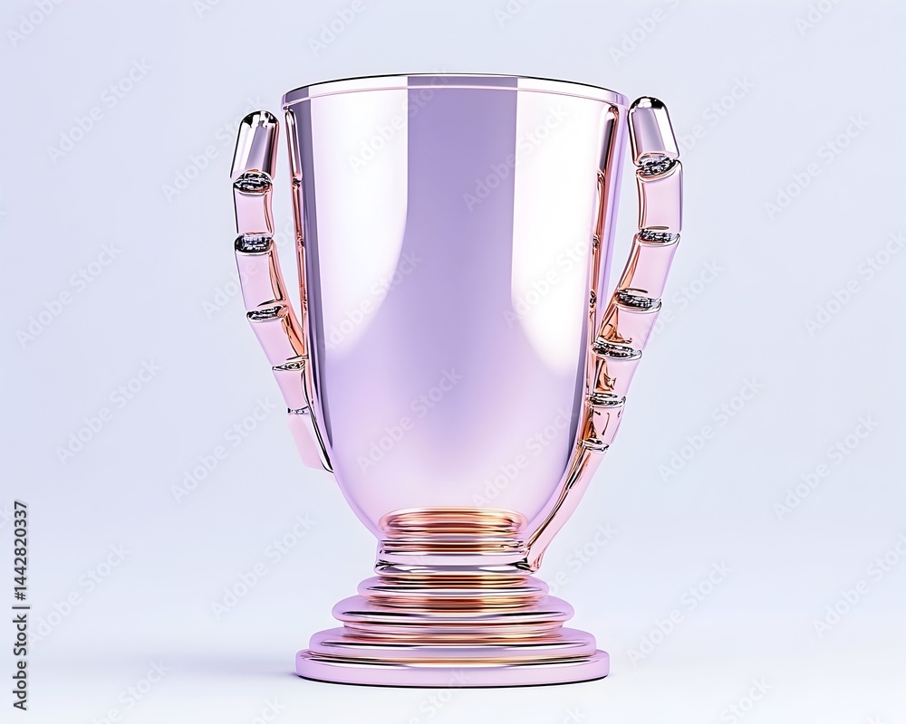 Rose gold trophy with articulated metallic handles
