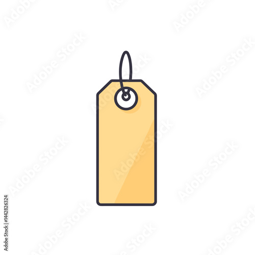 Price Tag - Blank Yellow Label on White Background  