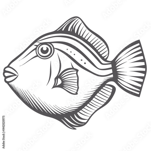 Stylized Blue Jaw Triggerfish Illustration
