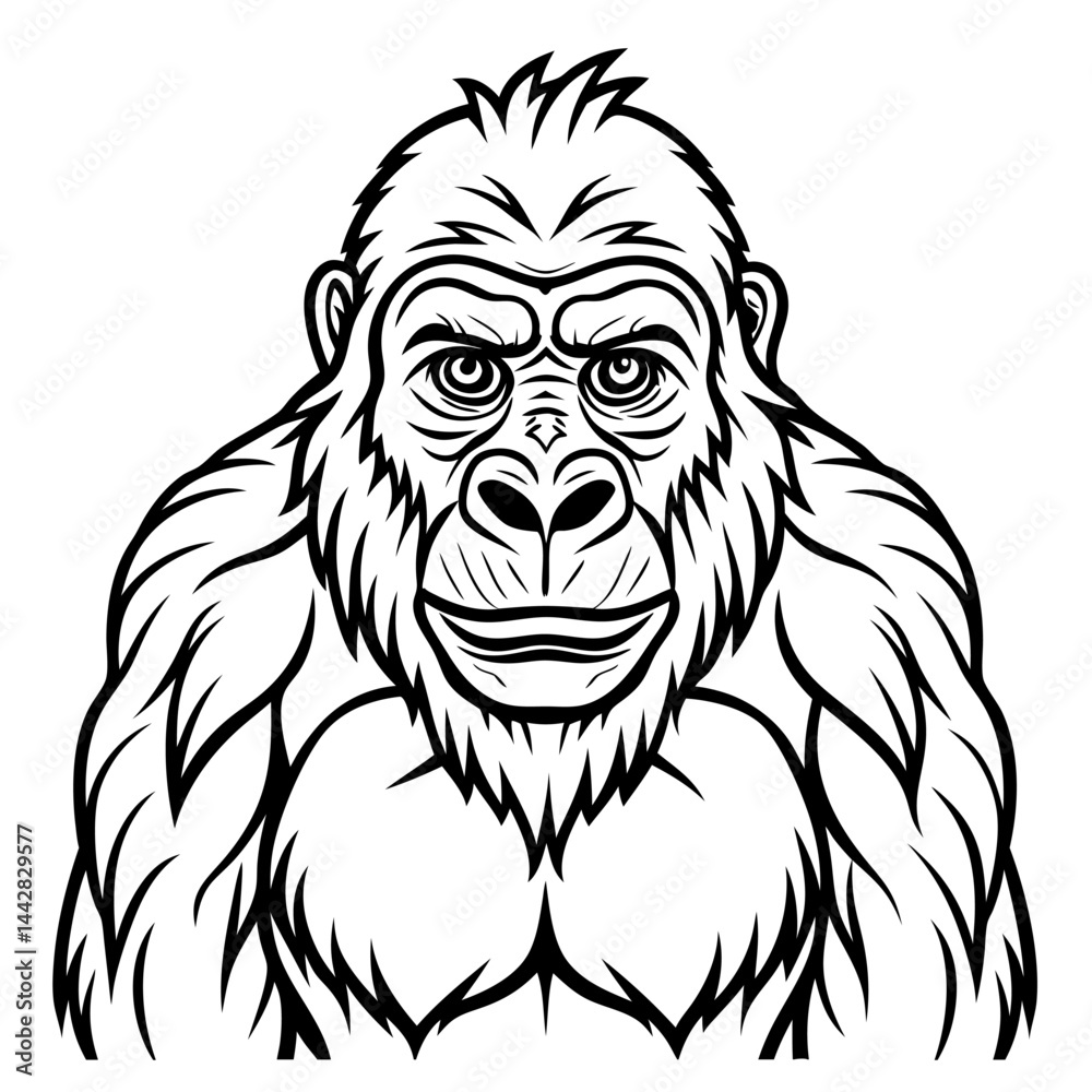 Obraz premium Gorilla Portrait. A Powerful Black and White Illustration