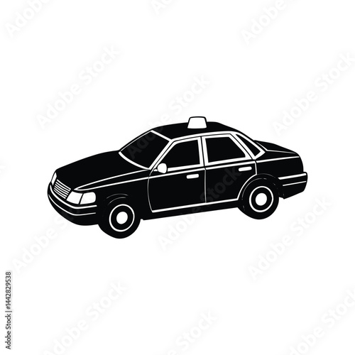 Police Car Silhouette Black Vector Illustration, Law Enforcement Vehicle Icon, Emergency Transport.