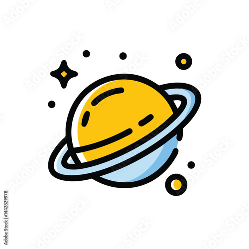 saturn like planet on white background for web and graphic design