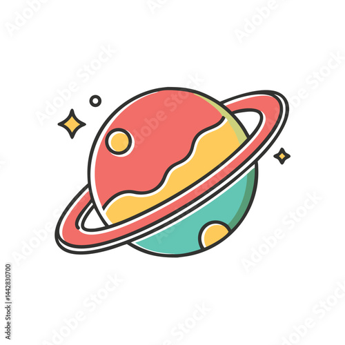 saturn like planet on white background for web and graphic design