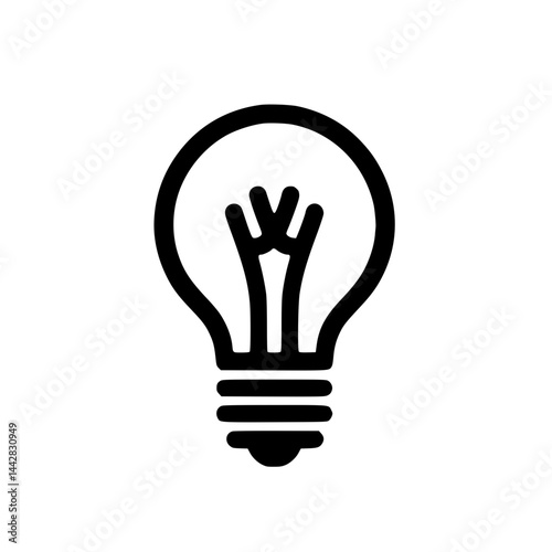 Bulb Icon – Minimal Black Clipart Symbol Isolated on White for Ideas and Electricity Concepts