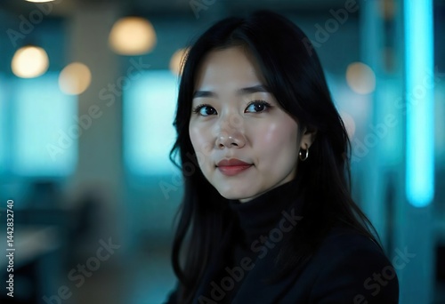 Wallpaper Mural A businesswoman korean, smiles Lutfia, in a formal black suit, looking at a camera Torontodigital.ca