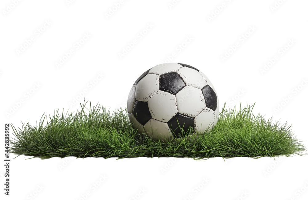 Obraz premium soccer ball in goal with green backgroung