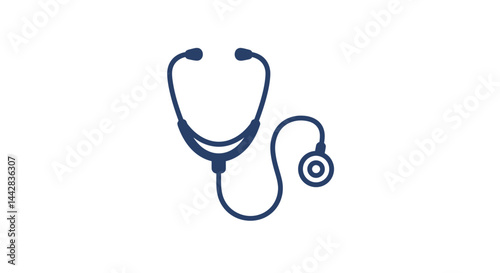 Dark Blue Partial Stethoscope Icon on Transparent Background