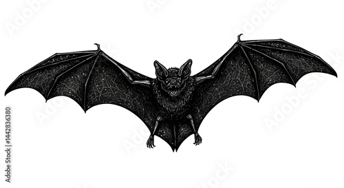 Detailed Bat Wing Illustration with Veined Texture