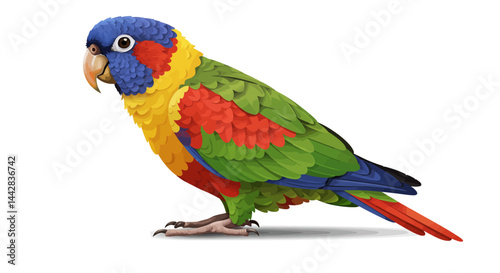 Vivid Rainbow Lorikeet Profile Detailed Plumage