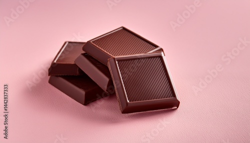 dark chocolate on pink background