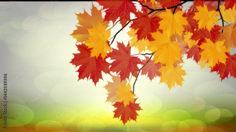 Yellow and red autumn tree animation Yellow and red autumn tree animation