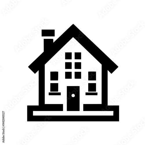 Simple Black House Icon - Minimalist Graphic Symbol for Real Estate and Home Concepts