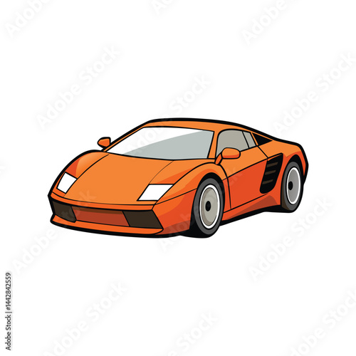 Sports Car Vector Illustration, High-Speed Luxury Automobile Clip Art, Racing Car Design