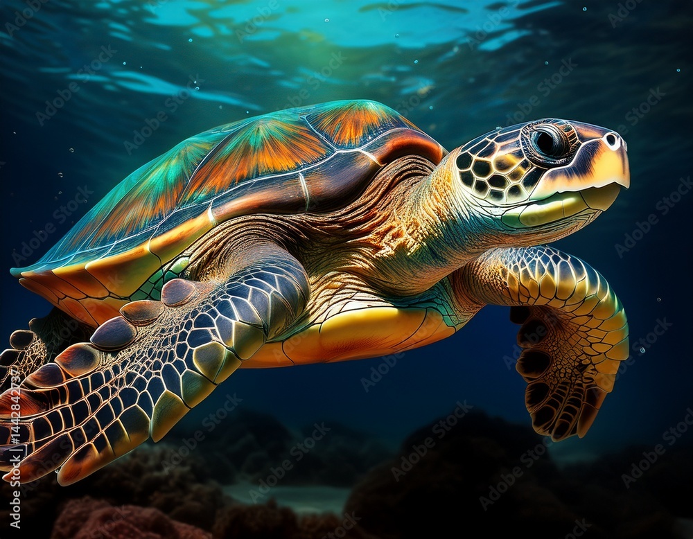Fototapeta premium sea underwater water reptile tropics turtle isolated