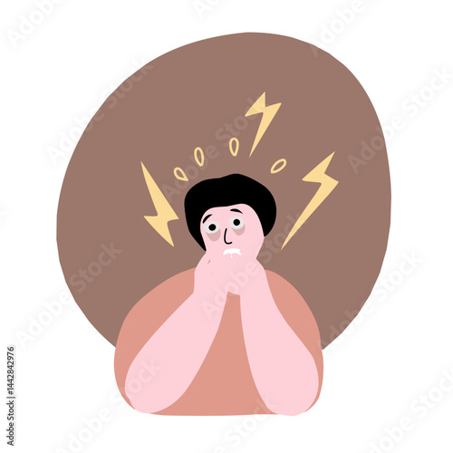 vector illustration of anxious and stressed person
