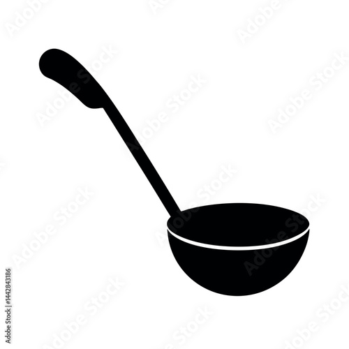 Black Vector Silhouette of Kitchen Ladle