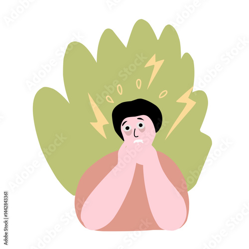 vector illustration of anxious and stressed person