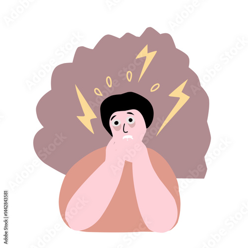 vector illustration of anxious and stressed person