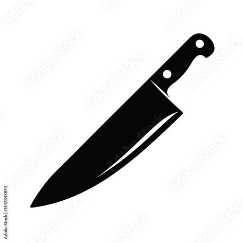 Vector Silhouette of Chef's Knife on White Background