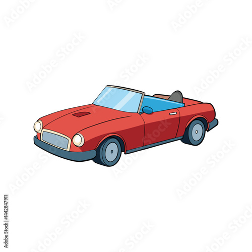 Classic Convertible Car Vector Illustration, Retro Convertible Automobile Clipart, Stylish Open Roof Car