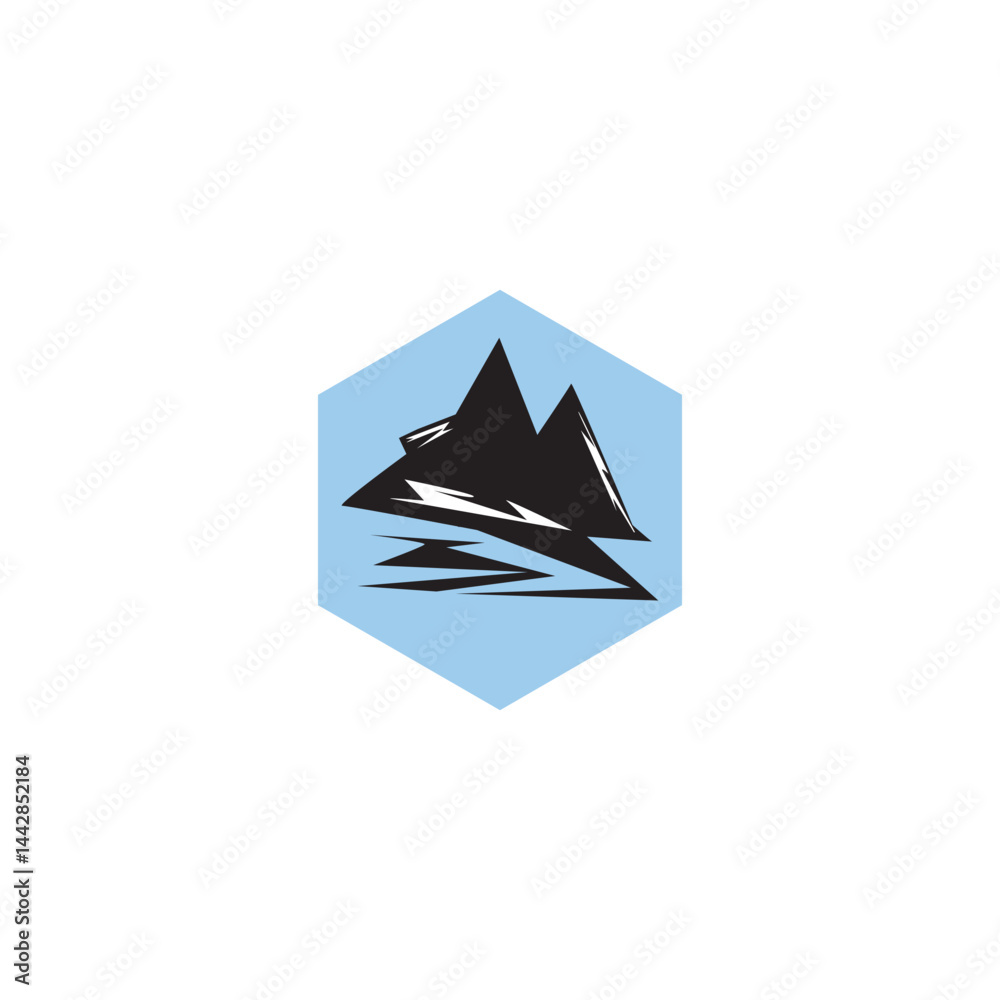 Fototapeta premium Mountain logo minimalist ,logo adventure hiking .abstract mountain logo modern design template. illustration Black and blue