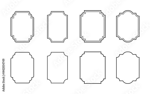 Art deco geometric frames, luxury rectangular linear borders for wedding invitation. Vector illustration