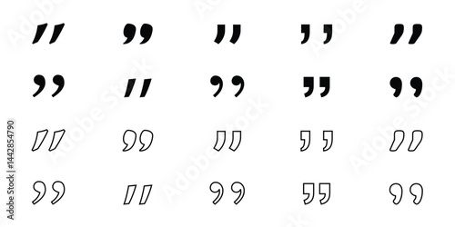 Quote mark collection. black quotes icon set. Speech mark. inverted commas symbol. vector illustration