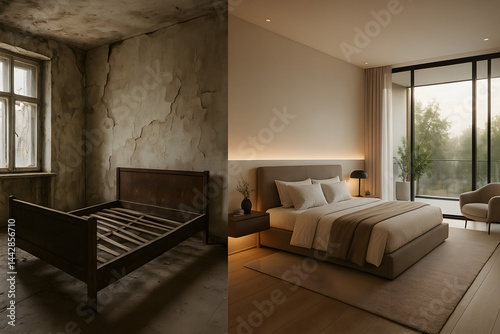 Renovation Concept: Dilapidated to Modern Bedroom