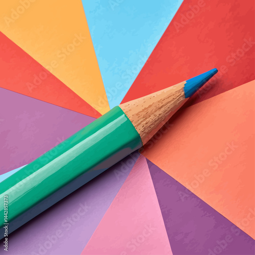 UntitledCreative Concept with Colored Pencil on Vibrant Geometric Paper Background