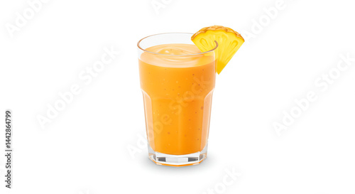 Tropical Smoothie: Creamy blend of exotic fruits, garnished with pineapple for a refreshing and vibrant taste of paradise.