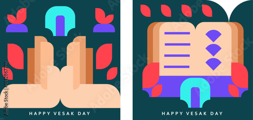 Happy Vesak Day Abstract Geometric Art Composition illustration.