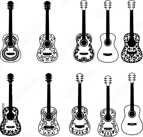 Set of  Electric Guitar Silhouettes vector design