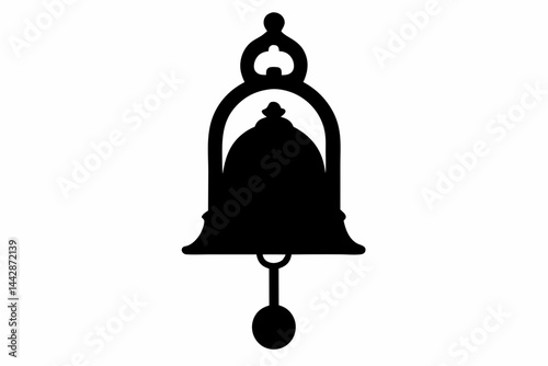 Antique Doorbell Silhouette Vector Illustration