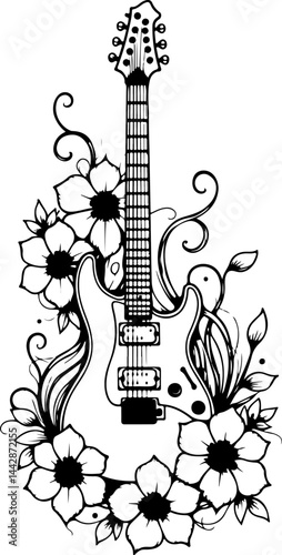 roll, Rock music, Musical instrument, Freedom, Winged Electric Guitar  skull  with Stars and Banner vector bundle