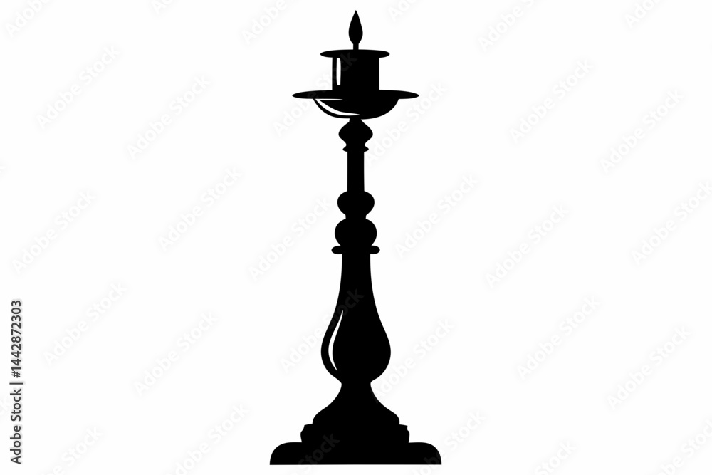 Fototapeta premium Candle Stick Holder Silhouette Vector Illustration