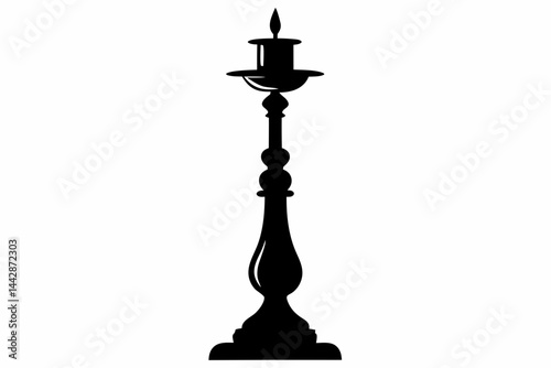 Candle Stick Holder Silhouette Vector Illustration